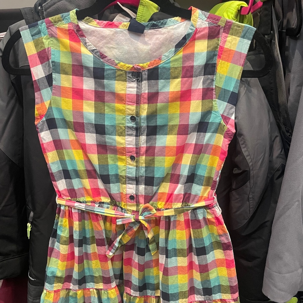 Gap Girl Dress Multi Check size large (10)